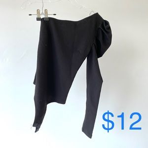 Bodysuit, one sleeve with puff at shoulder, black, Akira, Size S